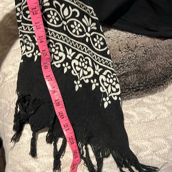 Vintage style Boho chic white black dress with fringe details Sz M - Picture 9 of 13